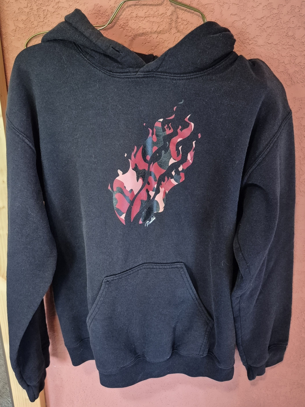 Black boys's Preston plays Hoodie with Red Flame Graphic